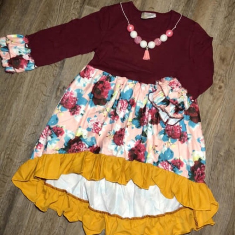 Girls High Low Maroon Dress